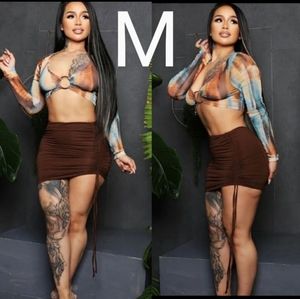 🆕Sexy Multicolor Watercolors Mesh Long Sleeve Crop Top ~ SIZE M